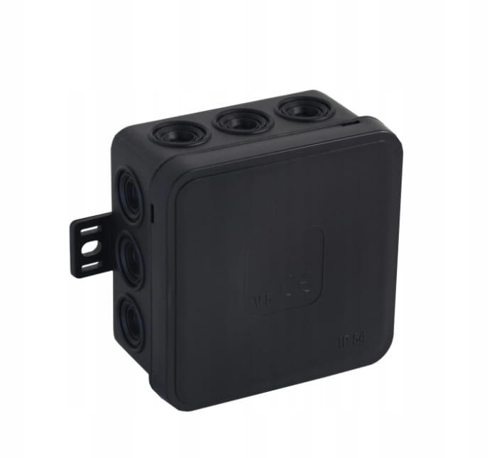 Puszka hermetyczna natynkowa IP54 75x75x39mm czarna